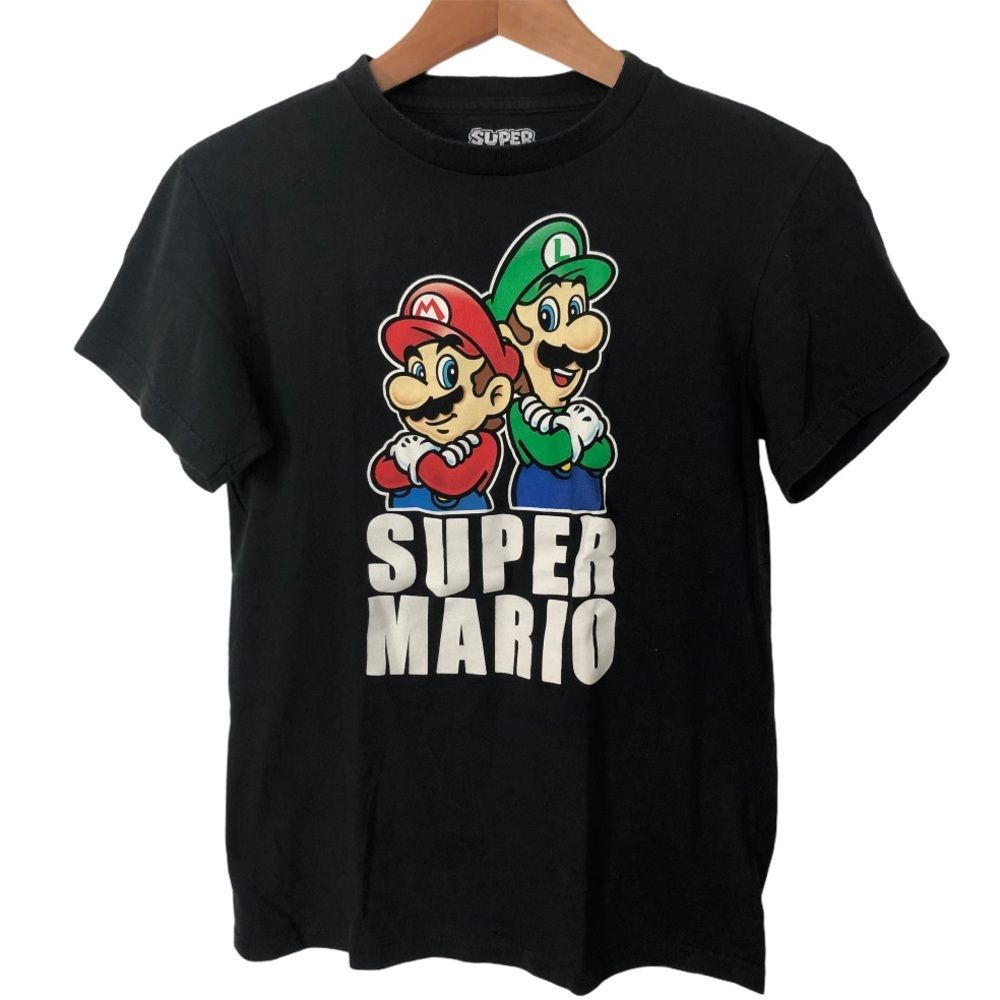 Super Mario Black Graphic T-Shirt Size Small